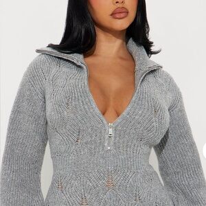 Fashion Nova Gray Knit Dress